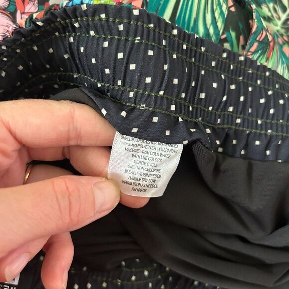 Men's Westport Black XL Tall Swim Trunks Board Shorts Tropical Green Pink Parrot - Picture 10 of 11